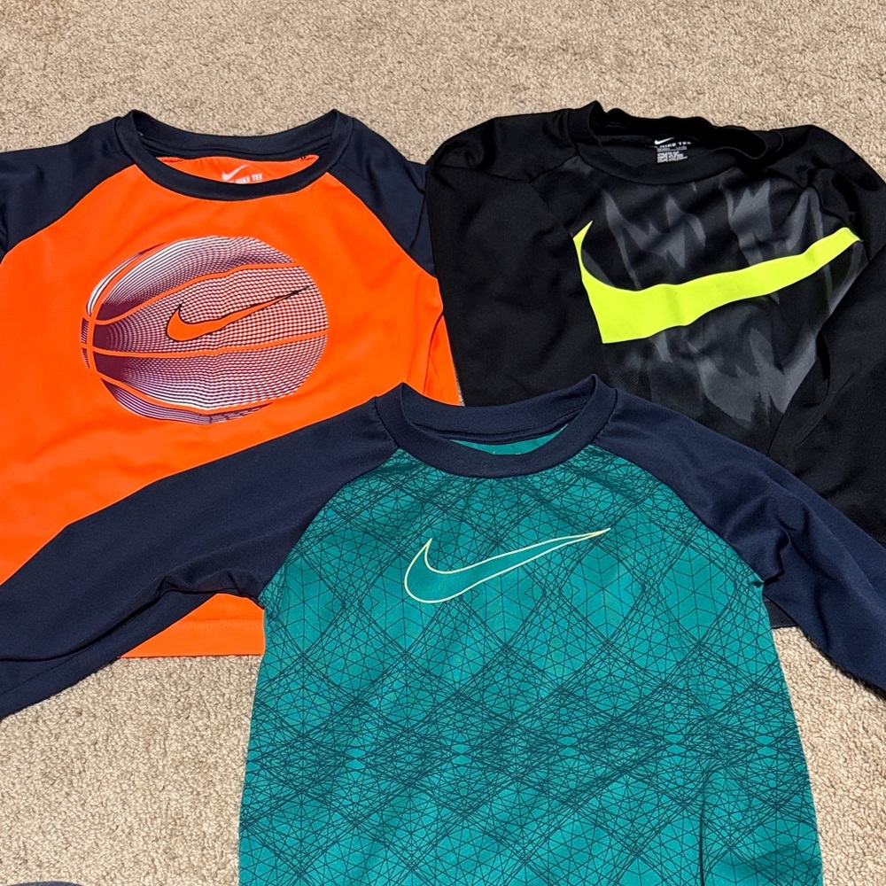 Nike Boys' Long-Sleeve Athletic Shirts - Orange, Black & Teal dri-fit